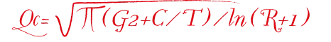 Qc = √(π(G2+C/T) / ln(R+1))